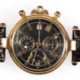 Herren-Armbanduhr "Windgassen", Automatic, schwarzes Zifferblatt mit römischen Zahlen, zentraler Sekunde, Datums-, Wochentag-, Monatsanzeige und Mondphase, Dm. 3,8 cm, gangfähig, Lederarmband - Foto 1