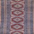 Teppich, blau/braun ornamental gemustert, Kanten leicht belaufen, Reinigung empfohlen, 156x90 cm - Prix ​​des enchères