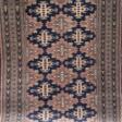Teppich, braungrundig, dunkelblau ornamental gemustert, Fransen unterschiedlich land, Reinigung empfohlen, 145x94 cm - Auktionspreise