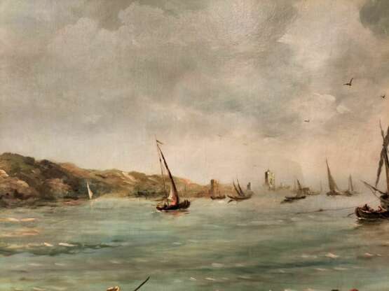 Large Marine Oil-on-Canvas Breton Fisherman in Original Frame 19th Century 19th century - Foto 2