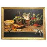 Large Still Life with Fish Oil-on-Canvas in Gilded Frame 152cm x 112cm Other style 19th century - Foto 1