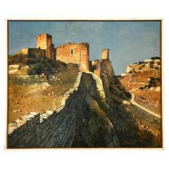 Oil-Painting `Rh&ocirc;ne Valley: Chapel and Keep of Mornas Castle` by Jean Thomas