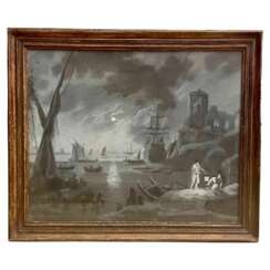 18th Century Grisaille `Moonlight`, in the style of Charles Lacroix de Marseille