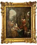 Обзор. Mid 18th Century Oil Painting Depicting a Scene with Courtesans on Canvas