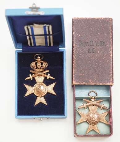 Bayern: Militär-Verdienstkreuz, 3. Form (1913-1918), 3. Klasse mit Krone und Schwertern / mit Schwertern, im Etui. - Foto 1