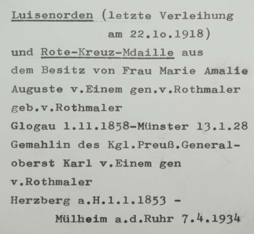 Preussen: Nachlass der Frau Marie Amalie Auguste v.E. gen. v.R., Gemahlin des Königlich Preussischen Generaloberst v.E. gen. v.R. - photo 8