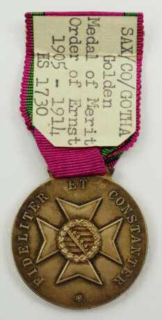 Sachsen Coburg Gotha: Sachsen Ernestinischer Hausorden, Carl Eduard, Goldene Medaille. - photo 3