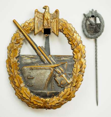 Kriegsabzeichen der Marine-Artillerie, mit Miniatur. - photo 1