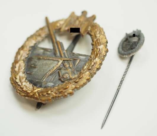 Kriegsabzeichen der Marine-Artillerie, mit Miniatur. - photo 2