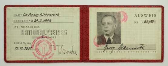 DDR: Deutscher Nationalpreis 1951, 1. Klasse, im Etui, mit Urkunde für Dr. Georg Bilkenroth - Kollektiv Braunkohlenkoks. - фото 6