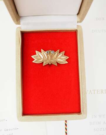 DDR: Ehrenspange zum Vaterländischen Verdienstorden, in Gold, im Etui, mit Urkunde für den Prof. Dr. Josef Naas - Mathematiker, Direktor und Professor an der Deutschen Akademie für Wissenschaften in Ost-Berlin. - photo 2