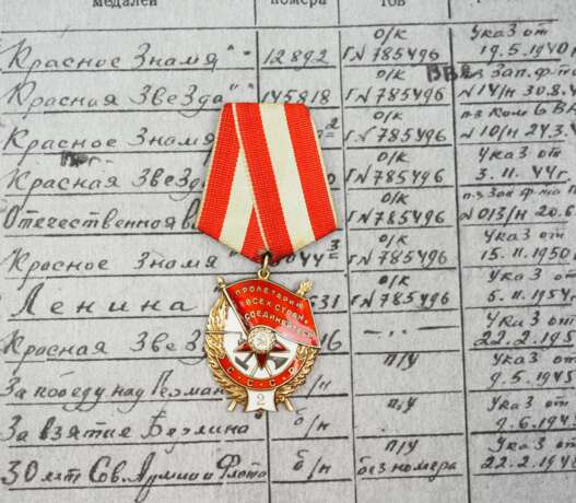 Sowjetunion: Rotbannerorden, 4. Modell, 2. Verleihung - Generalmajor der Luftwaffe und Fliegerass mit 10 Abschüssen. - фото 3