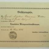 Lippe-Detmold: Lippisches Kriegerverdienstkreuz Urkunde für einen Garde-Füsilier im 3 Garde-Rgt. z.F. - photo 1