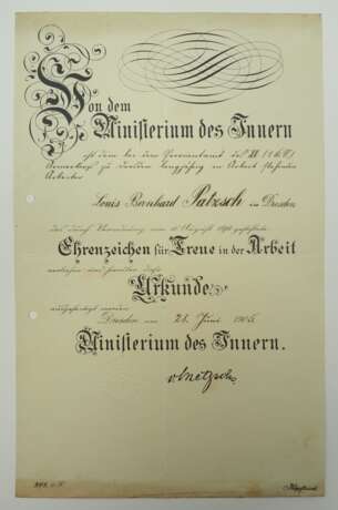 Sachsen: Ehrenzeichen für Treue in der Arbeit, für einen Arbeiter beim Proviantamt des XII. (1.K.D.) Armeekorps. - Foto 1