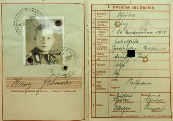 Luftwaffe: Wehrpass eines Obergefreiten im Fallschirmjäger-Regiment 1. - фото 2