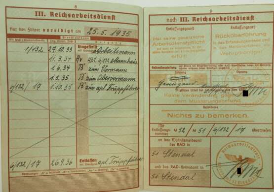 Luftwaffe: Wehrpass eines Obergefreiten im Fallschirmjäger-Regiment 1. - фото 3