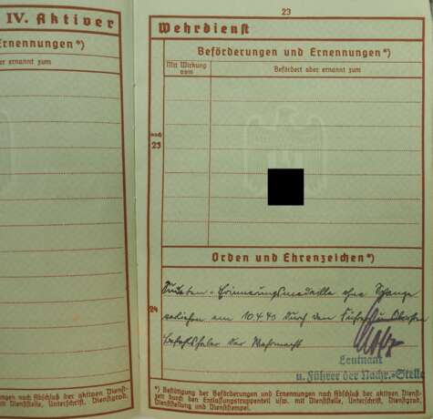 Luftwaffe: Wehrpass eines Obergefreiten im Fallschirmjäger-Regiment 1. - фото 6