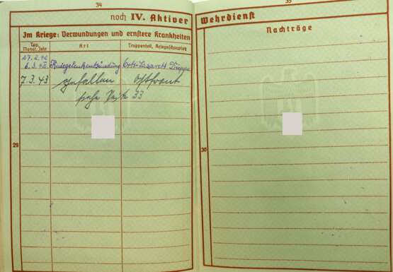 Luftwaffe: Wehrpass eines Obergefreiten im Fallschirmjäger-Regiment 1. - фото 8