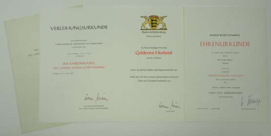 Baden-Württemberg: Verleihungsurkunden Lot. - photo 1