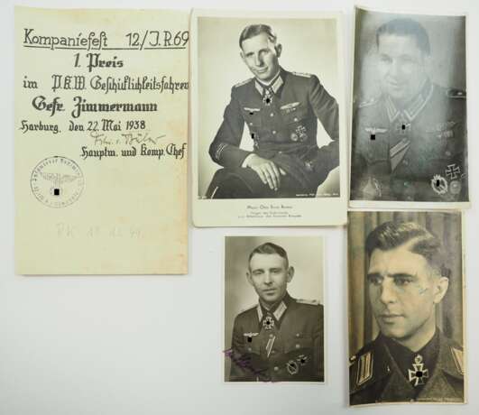 Lot Porträtfotos / Autographen Ritterkreuzträger - 5 Exemplare. - Foto 2