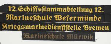 Kriegsmarine: Mützenbänder - 4 Exemplare.