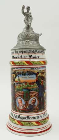 Baden: Reservistenkrug eines Musketiers der 11. Comp. / 6. Bad. Inf. Rgt. Kaiser Friedrich III., Nr. 114 - Konstanz 1911/13. - Foto 1