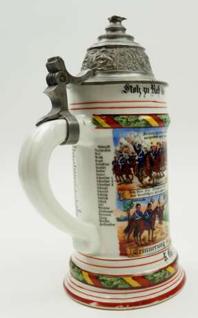 Baden: Reservistenkrug eines Reservisten im 1. Badischen Leib-Dragoner-Regiment Nr. 20 - Karlsruhe 1905/08. - Foto 4