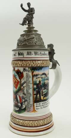 Württemberg: Reservistenkrug eines Tambours im Infanterie-Regiment Alt Württemberg 3. Württ. No. 121 - Ludwigsburg 1896/98. - Foto 2