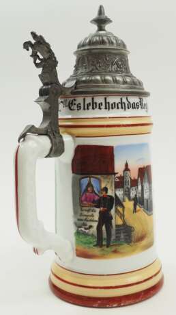 Württemberg: Reservistenkrug eines Musketiers in der 2. Comp. Inft. Rgt. Kaiser Friedrich König v. Preussen (7. Württ.) No 125 - Stuttgart 1896/98. - Foto 3