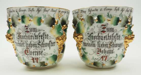 Preussen: 2 Reservistentassen / Erinnerungstassen eines Gefreiten der 6. Comp. Infanterie-Regiment „Graf Barfuß“ (4. Westfälisches) Nr. 17 - Mörchingen 1907. - Foto 1