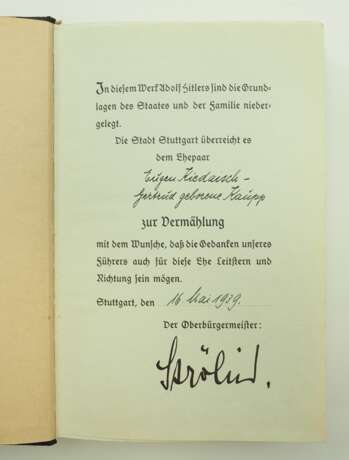 Hitler, Adolf: Mein Kampf - Hochzeitsausgabe Stadt Stuttgart. - Foto 2