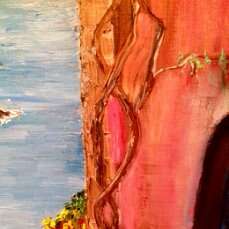 “Patio by the sea” Canvas Oil paint Expressionist Landscape painting 2019 - photo 4