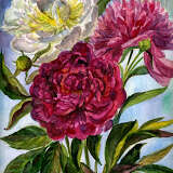 “Peonies” Paper Watercolor Realism Still life 1999 - photo 1