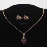 GOLD Collier und Ohrring Set mit Steinbesatz. - photo 1