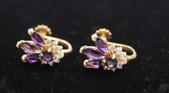GOLD Collier und Ohrring Set mit Steinbesatz. - photo 3