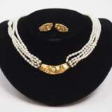 Perlenkette mit GOLD Verschluss und Ohrstecker Set. - Foto 1
