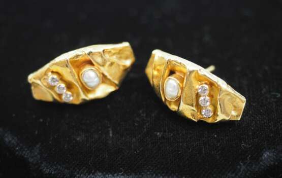 Perlenkette mit GOLD Verschluss und Ohrstecker Set. - Foto 3