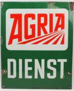 Übersicht. Reklame-Emailleschild: Agria Dienst.