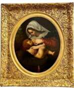 Übersicht. Virgin and Child, Oil Painting in Carved Gilded Frame, 19th Century