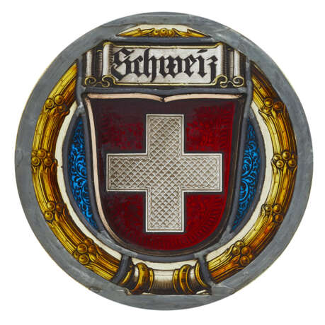 Bleiglasscheibe mit Schweizer Wappen - Foto 1