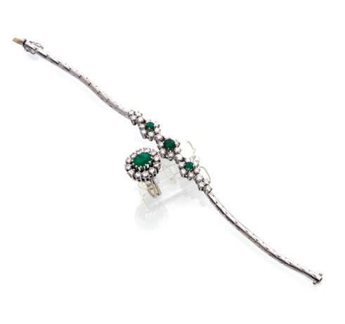 Smaragd-Diamant-Armband und Smaragd-Entourage-Ring - фото 1