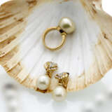 Paar Ohrclips und Ring mit Südsee-Perlen - Foto 1