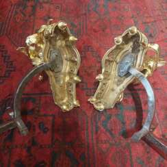 19th Century Pair of Putti Andirons in Gilt Bronze