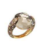 Обзор. Коктейльное золотое кольцо 18 К, Pomellato Tango Smoky Quartz Diamond.