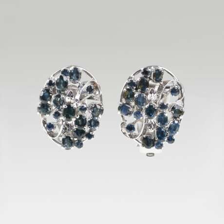 Paar Saphir-Diamant-Ohrringe - Foto 1