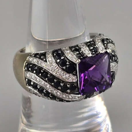 Ausgefallener 18K-Diamant-/Amethystring - Gelb-/We… - Foto 1
