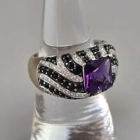 Ausgefallener 18K-Diamant-/Amethystring - Gelb-/We… - Foto 2