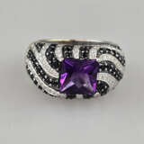 Ausgefallener 18K-Diamant-/Amethystring - Gelb-/We… - Foto 3