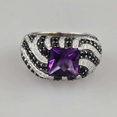 Ausgefallener 18K-Diamant-/Amethystring - Gelb-/We… - Foto 3