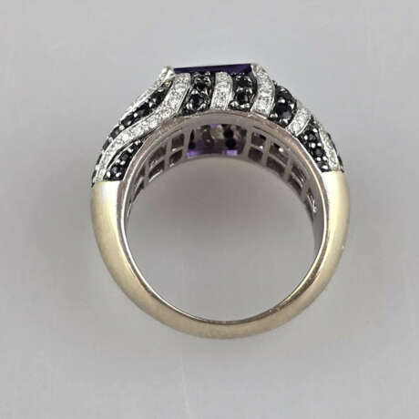 Ausgefallener 18K-Diamant-/Amethystring - Gelb-/We… - Foto 7
